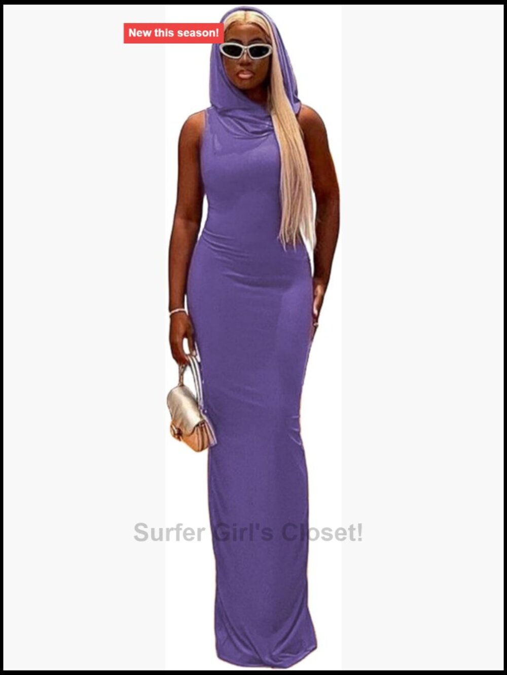 Sleeveless Hooded Maxi Dress Bodycon Back Split Club Night Out